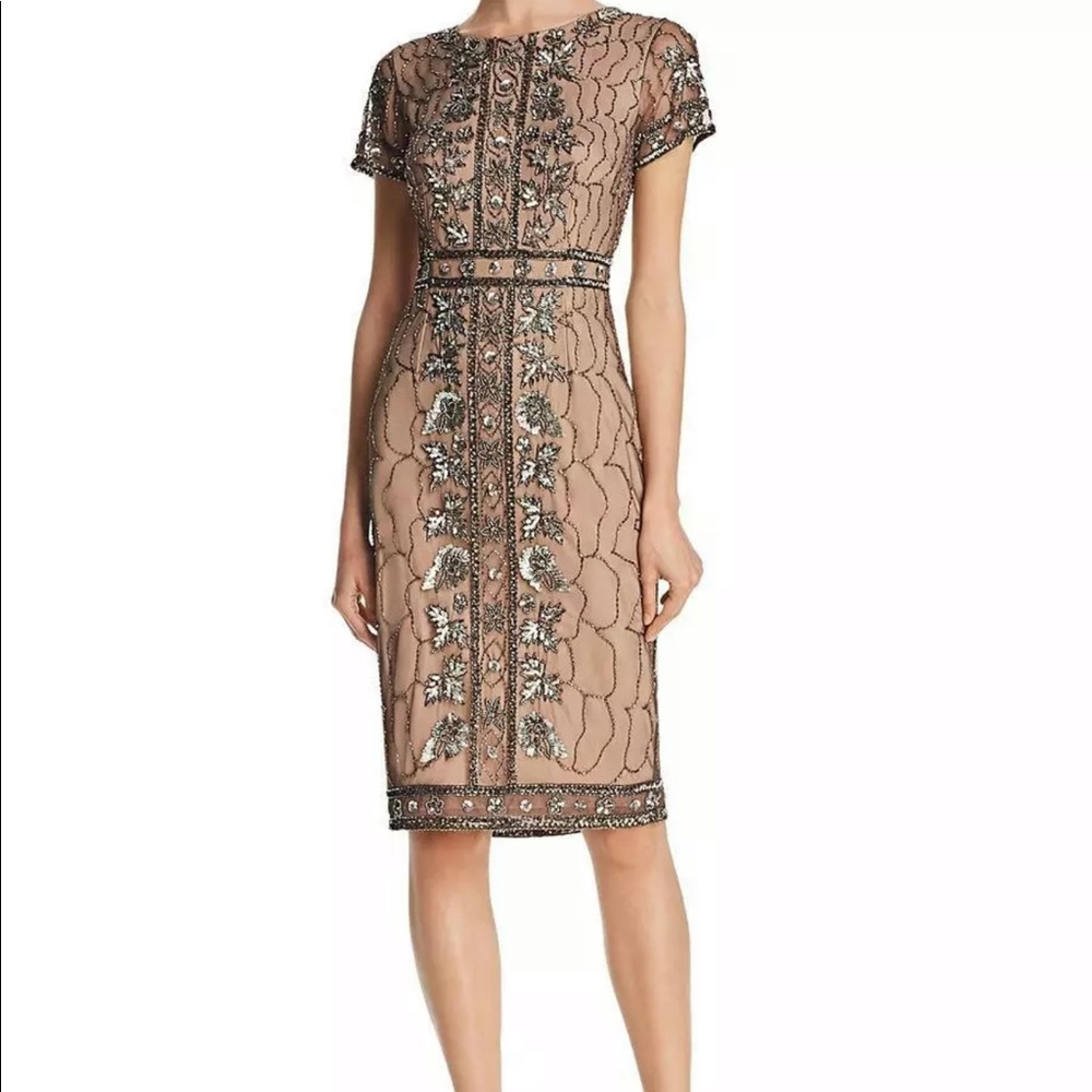 Adrianna Papell short sleeve beaded dress